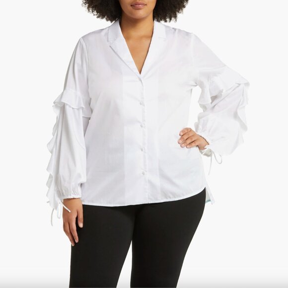 NWT - Harshman Vivona Ruffle Sleeve Tunic Shirt - Picture 1 of 6